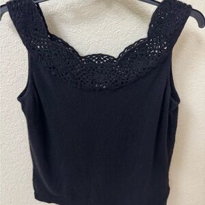 Lilly Pulitzer Black Crochet Trim Tank Top